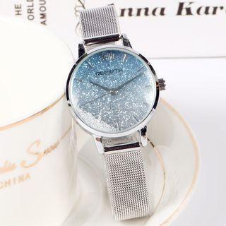 Glitter Alloy Milanese Strap Watch