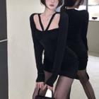 Cutout Slim-fit Mini Dress Black - One Size