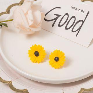 Flower Ear Stud 1 Pair - Stud Earrings - Yellow - One Size