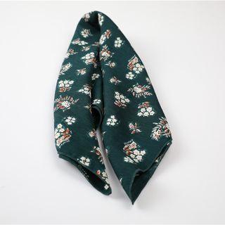 Printed Chiffon Neck Scarf Dark Green - One Size