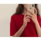 Short-sleeve Woolen Cropped Sweater