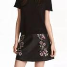 Faux-leather Embroidery Skirt
