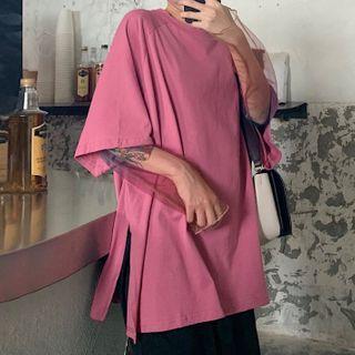 Elbow-sleeve T-shirt / Midi A-line Skirt / Long-sleeve Mesh Top