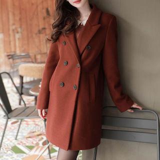 Peaked-lapel Wool Blend Coat