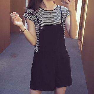 Set: Striped Short Sleeve T-shirt + Jumper Shorts