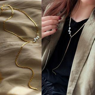 Faux Pearl Alloy Y Necklace As Shown In Figure - One Size