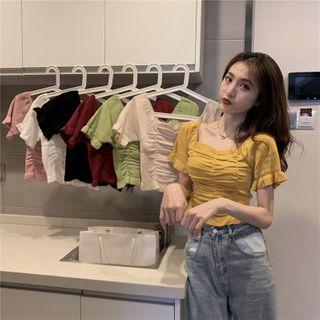 Short-sleeve Knit Crop Top