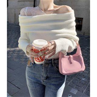 Long-sleeve Lace One-shoulder Sweater