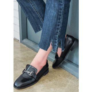 Slit-hem Washed Straight-cut Jeans