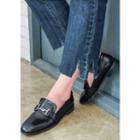 Slit-hem Washed Straight-cut Jeans