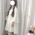 Sailor Collar Long-sleeve A-line Dress Off-white - One Size