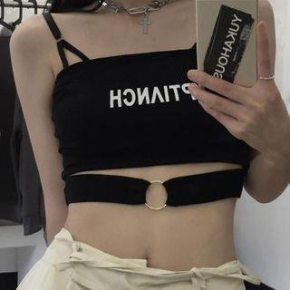 Lettering Cutout Cropped Camisole Top