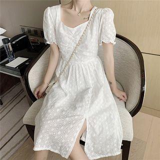 Short-sleeve Lace A-line Dress / Strappy Dress