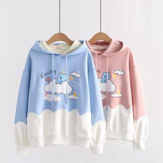 Two-tone Bear Print Hoodie