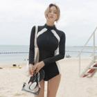 Set: Bikini Top + Two-tone Long-sleeve Surf Suit