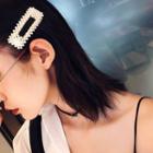Faux Pearl Hair Clip Water Drop - Silver - One Size