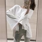 Slit-sleeve Oversized T-shirt Ivory - One Size