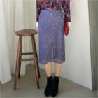Lace-overlay H-line Midi Skirt