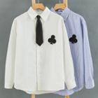 Long-sleeve Embroidered Shirt With Necktie