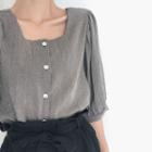 Square-neck Puff Sleeve Top