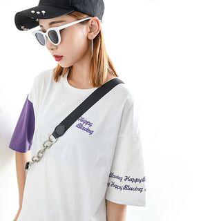 Loose-fit Colorblock Embroidered T-shirt