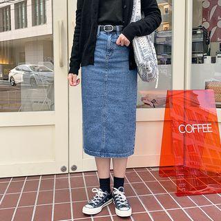 Denim Long Pencil Skirt