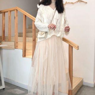 Cardigan / Long-sleeve Top / Midi Skirt