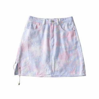 Tie Dye Mini Denim Skirt