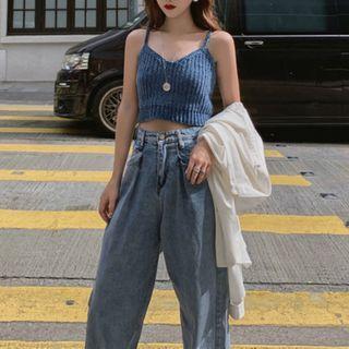Knit Camisole Top / Straight Fit Jeans