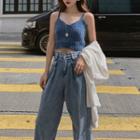 Knit Camisole Top / Straight Fit Jeans