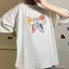 Cartoon Butterfly Print Elbow-sleeve T-shirt