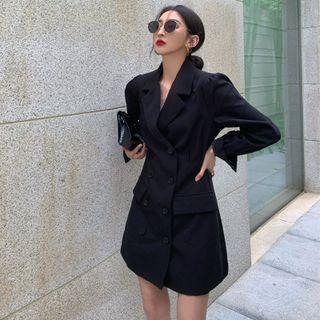 Long-sleeve Plain Slim-fit Mini Blazer Dress