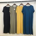 Plain Short-sleeve Slit-side Midi T-shirt Dress