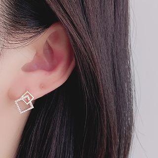 Square Rhinestone Alloy Earring