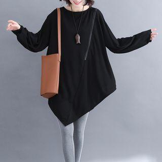 Zip-detail Asymmetric Knit Top
