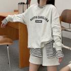 Lettering Sweatshirt / Striped T-shirt / Sweatshorts