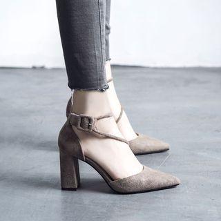 Chunky-heel Strappy Pointy-toe Sandals