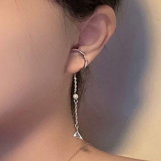 Fish Tail Drop Clip-on Earring 1 Pc - Right Ear - Silver - One Size