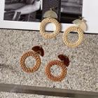 Half-disc Straw Hoop Dangle Earrings
