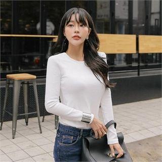 Round-neck Slim-fit Napped T-shirt