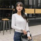 Round-neck Slim-fit Napped T-shirt