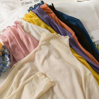 Cowl-neck Sheer Mesh Top In 11 Colors