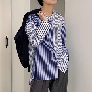 Striped Panel Shirt White & Blue - One Size