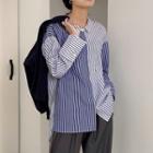 Striped Panel Shirt White & Blue - One Size