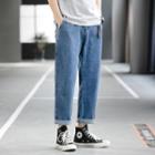 Letter-back Straight-cut Jeans