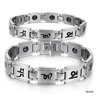 Stainless Steel Embossed Magnetic Bracelet