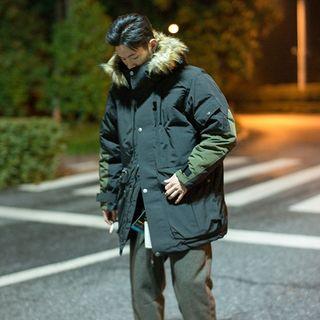 Faux-fur Trim Padded Long Jacket