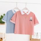 Rabbit Embroidered Contrast Trim Short-sleeve Polo Shirt