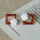 Flower Square Acrylic Earring 1 Pair - C-135 - Red - One Size