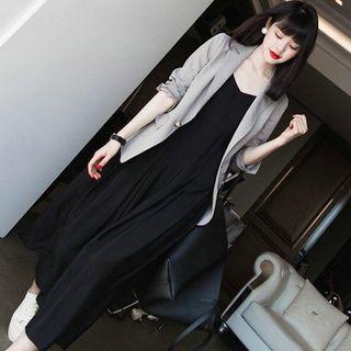 Spaghetti Strap Midi A-line Dress / Blazer / Set